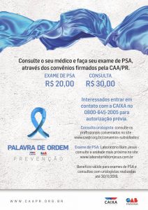 CAA/PR incentiva prevenção do câncer de próstata no Novembro Azul