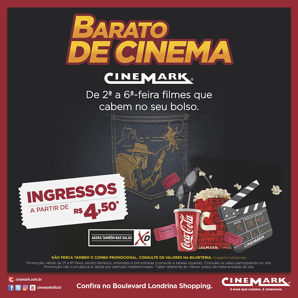 Promoção ‘Barato de Cinema’ volta ao Cinemark do Boulevard Londrina Shopping com novidades