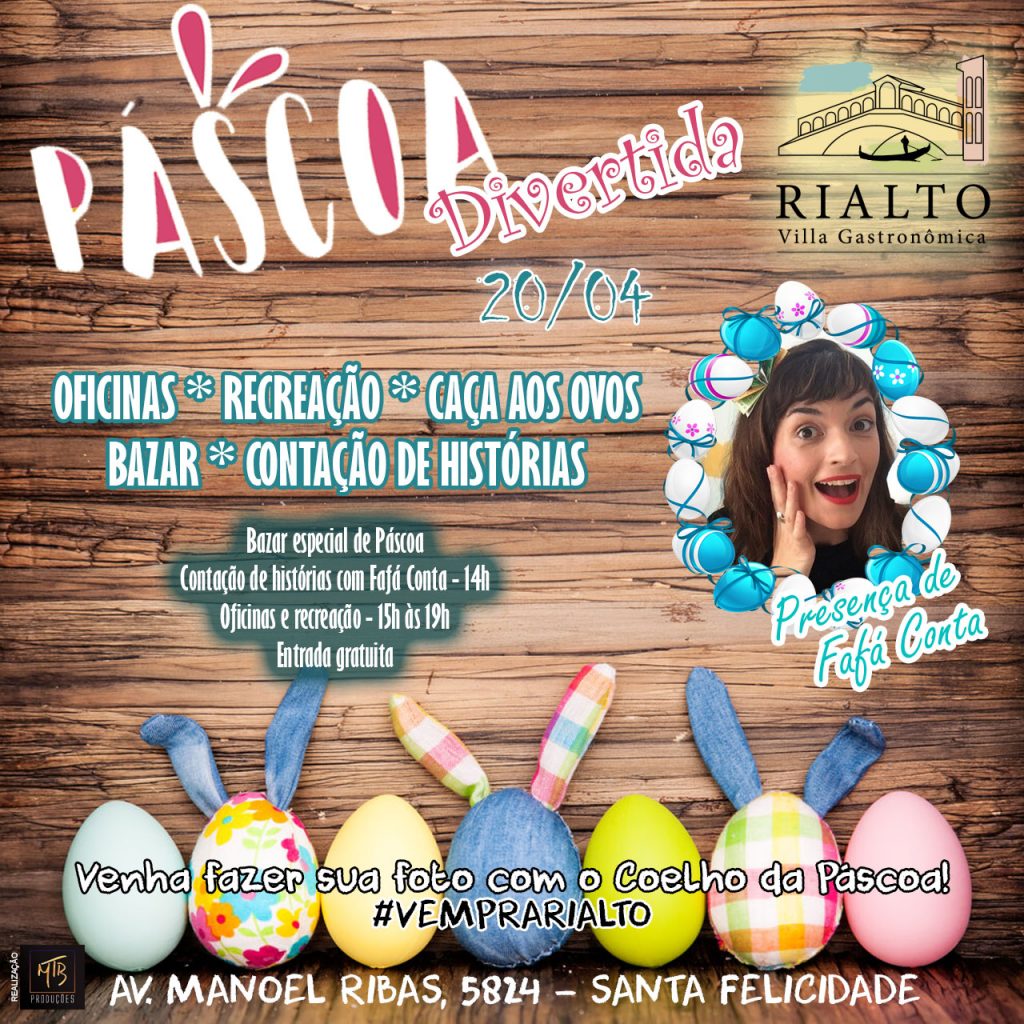 Fafá Conta, oficina de slime e caça aos ovos na Páscoa Divertida da Rialto Villa Gastronômica