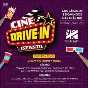 Neste final de semana tem Desenhos do Looney Tunes no Cine Drive InFantil no Boulevard Londrina Shopping