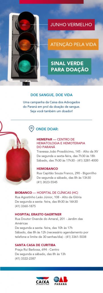 Campanha Junho Vermelho da CAA/PR incentiva a doação de sangue