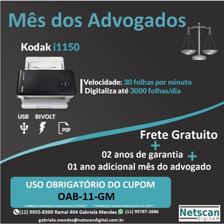 Netscan Digital oferece scanner com preço especial e garantia estendida no mês do advogado
