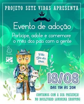 Neste domingo (18) tem Feira de Adoção de cães e gatos no Boulevard Londrina Shopping