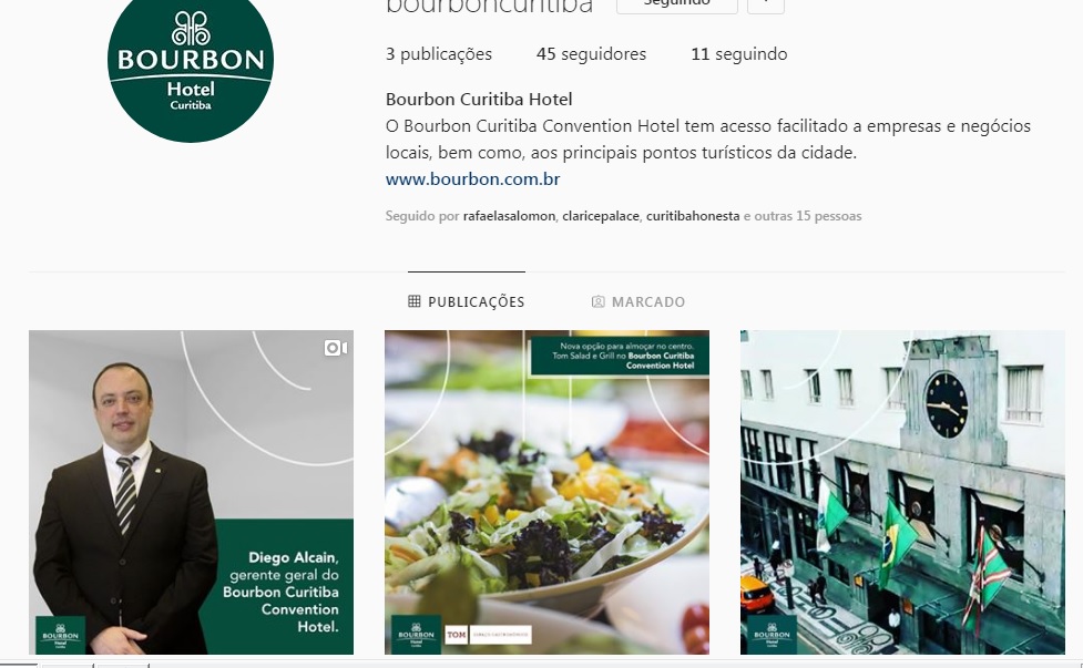 Bourbon Curitiba Convention Hotel está nas Redes Sociais