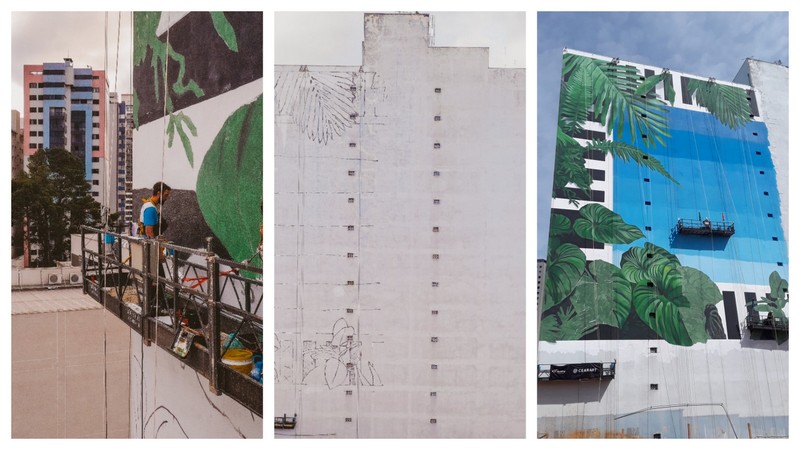 Maior painel urbano do Sul do país está sendo pintado em Curitiba