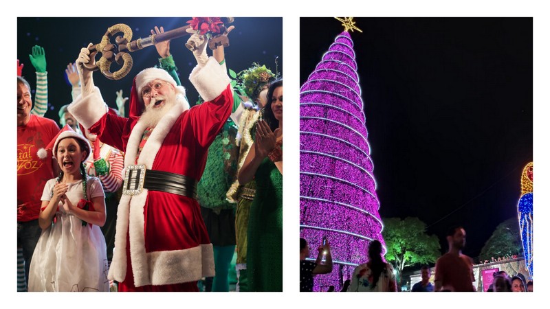 Natal de Águas e Luzes começa nesta quarta (1º) com espetáculo e chegada do Papai Noel na Praça da Paz