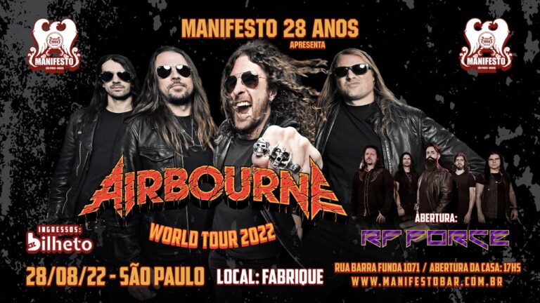 Airbourne confirma RF Force como banda convidada para show no Brasil