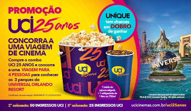 Rede UCI Cinemas lança combo promocional em seu aniversário de 25 anos