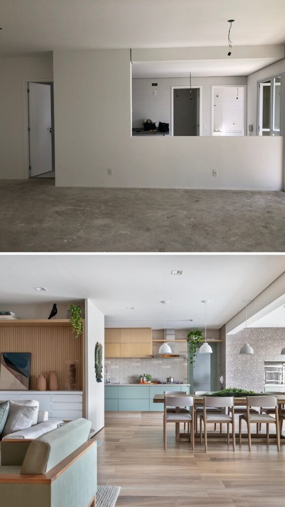 Antes e Depois: apartamento de 165 m² se transforma com novo layout, marcenaria e acabamentos customizados