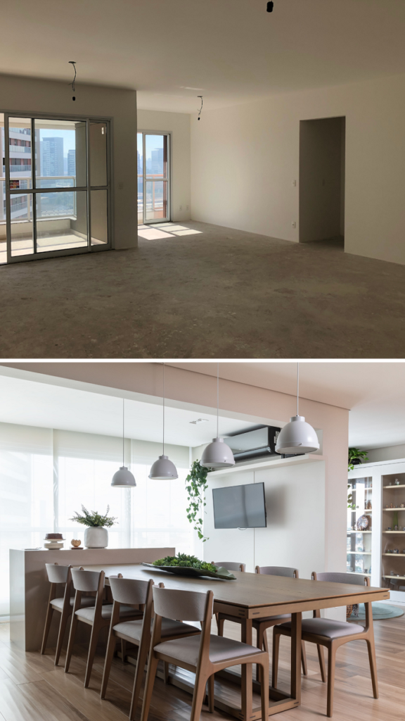 Antes e Depois: apartamento de 165 m² se transforma com novo layout, marcenaria e acabamentos customizados