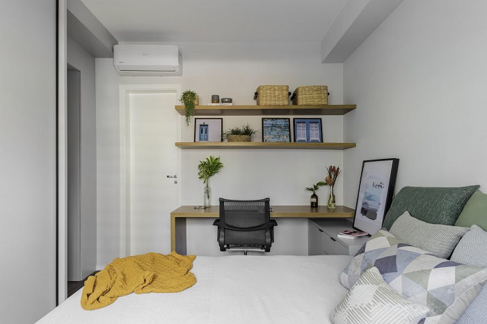 Com apenas 46m², apartamento esbanja personalidade e projeto bem explorado com a integração dos ambientes