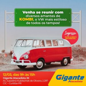 Exposição de Kombis no Gigante Atacadista comemora 73 anos do clássico automotivo