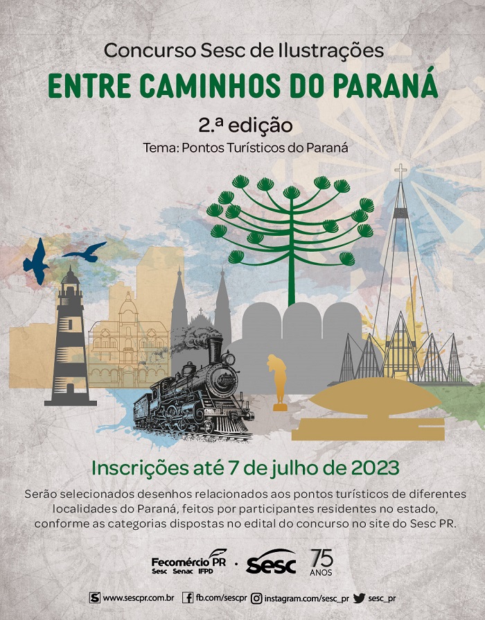 Sesc PR abre concurso de desenhos de pontos turísticos do estado

