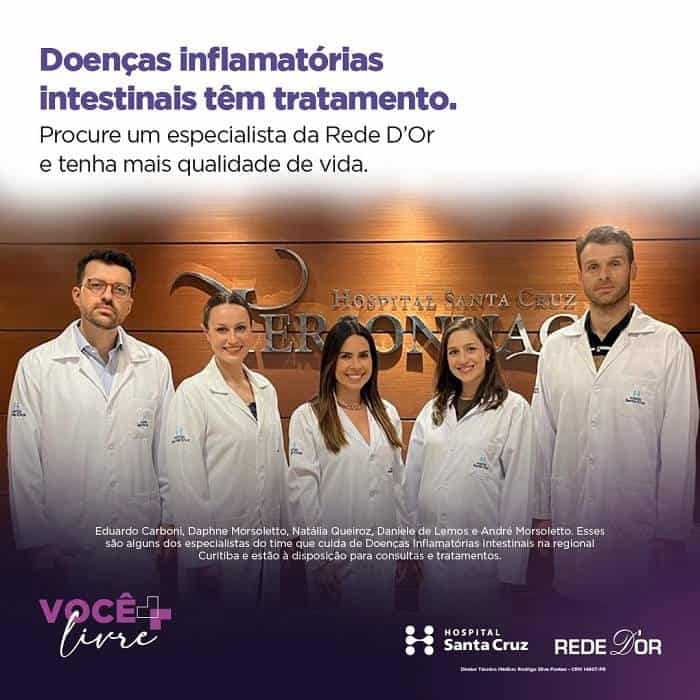 Hospital Santa Cruz/Rede D'Or de Curitiba realizará evento gratuito para pacientes com doenças inflamatórias intestinais (DII)