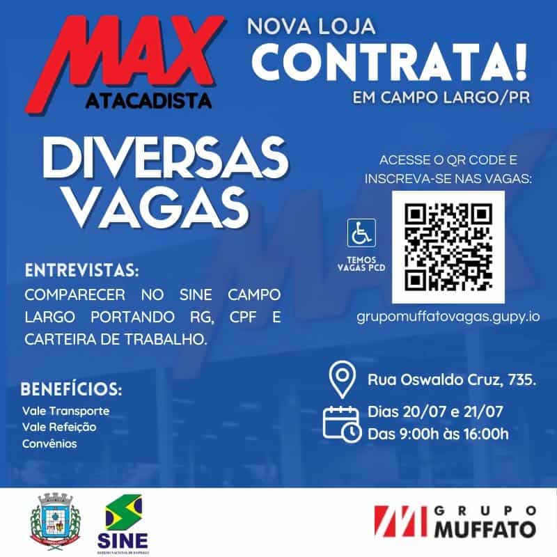 MAX Atacadista de Campo Largo intensifica contratações para inauguração
