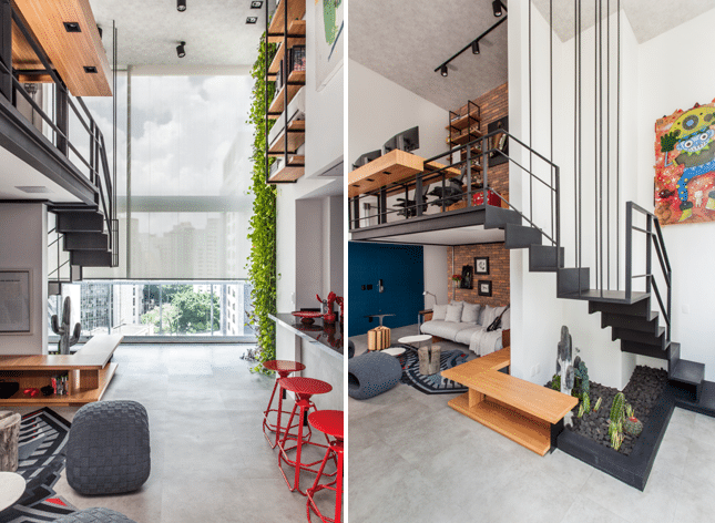 Loft no estilo industrial traz contrastes contemporâneos e peças emotivas