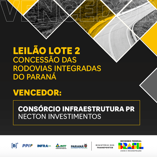Consórcio Infraestrutura PR vence leilão do lote 2 das rodovias do Paraná